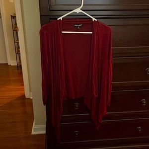 About A Girl high-low maroon cardigan